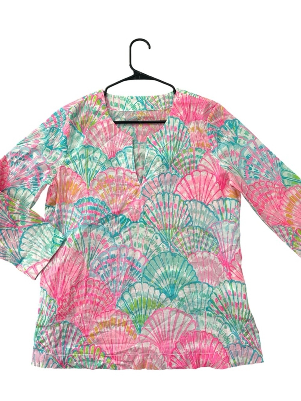 Lilly Pulitzer Amelia Island Tunic Oh Shello Size medium 100% Cotton